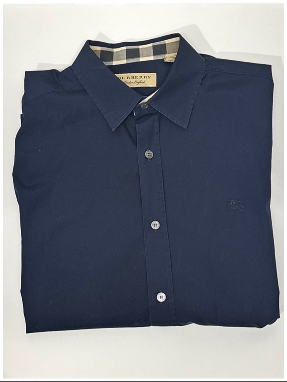 Burberry London Navy Nova Check Long Sleeve Shirt ~ Size M ~ Item #T10
